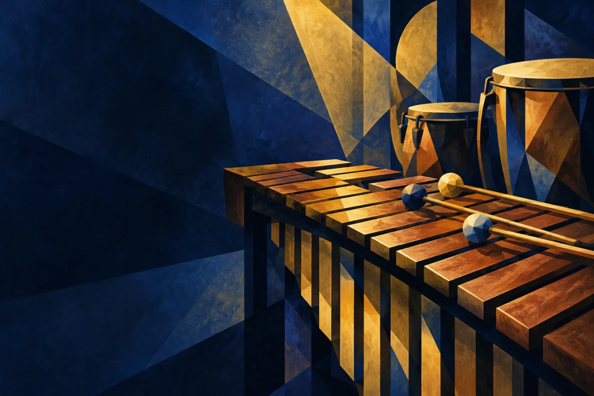 Abstract illustration of musical instruments (AI-generated)