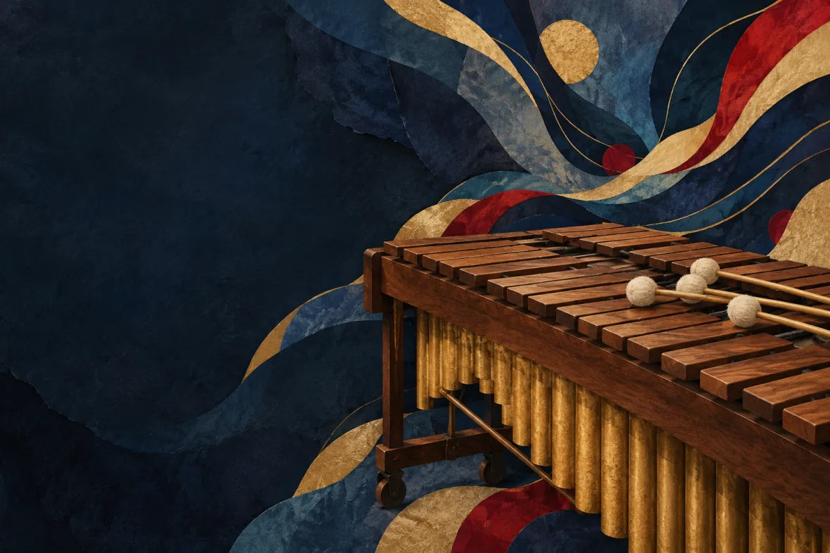 Abstract marimba, percussion and stage light (AI-generated illustration)